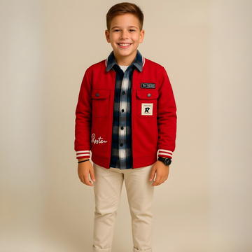 Boys Stylish Full Sleeves Red T/Shirt Like Jacket