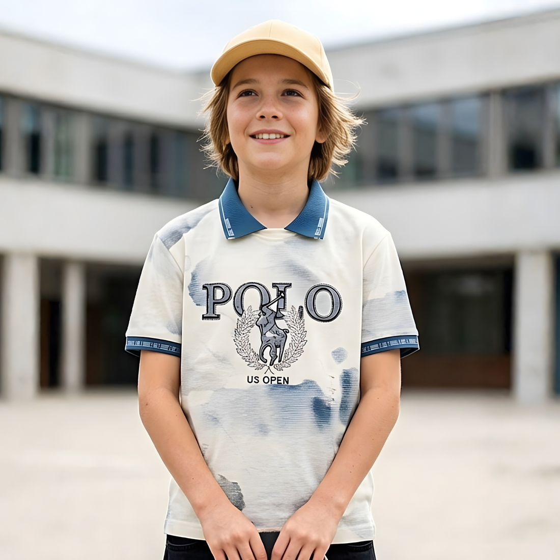 Boys Stylish Polo Printed T-shirt