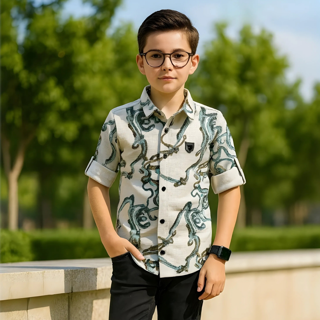 Boys Stylish Cotton Printed Shirt