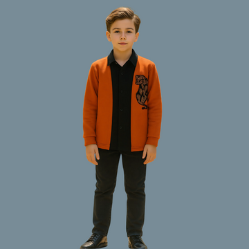 Boys Rust Stylish Party Jacket Style T-Shirt
