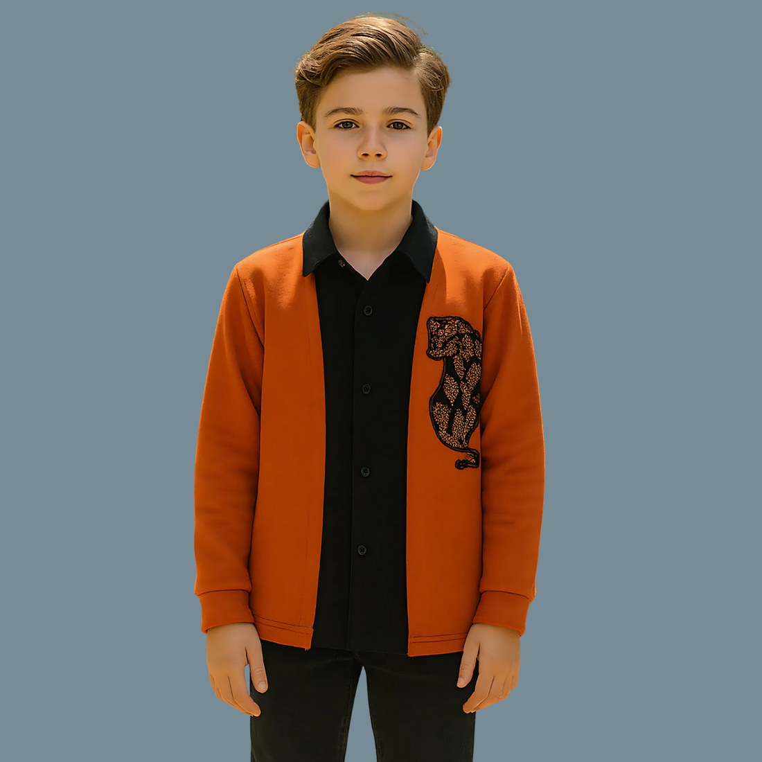 Boys Rust Stylish Party Jacket Style T-Shirt