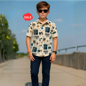 Designer Boys Stylish Blue Shirt  (Extra 10% OFF @ Checkout)