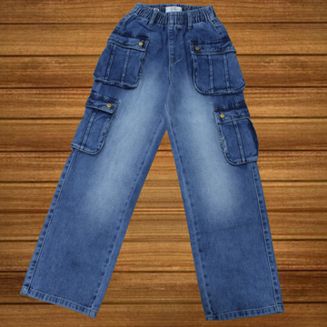 Girls Light Blue Cargo Style Jean