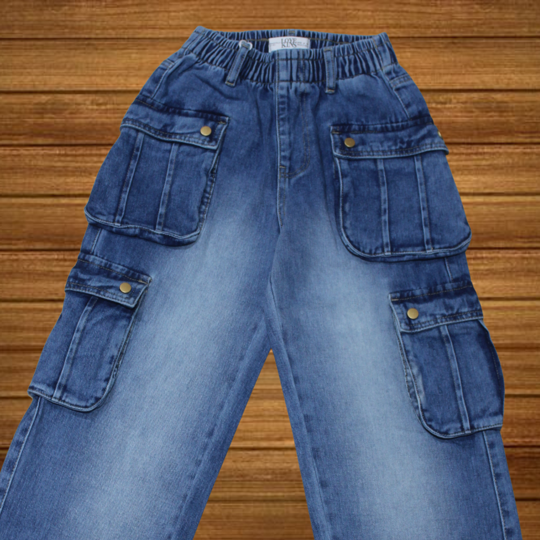 Girls Light Blue Cargo Style Jean