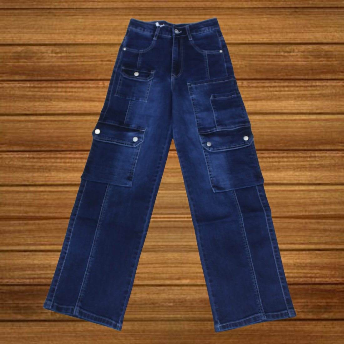 Girls Mid Rise Denim Cargo Pants