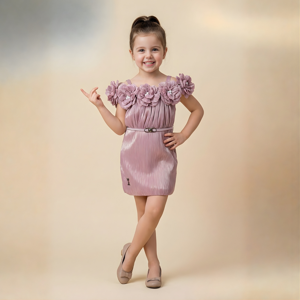 Purple Stylish Party Frock For Girls