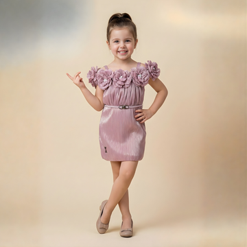 Purple Stylish Party Frock For Girls