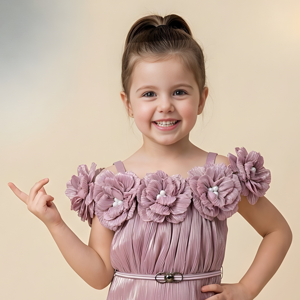 Purple Stylish Party Frock For Girls