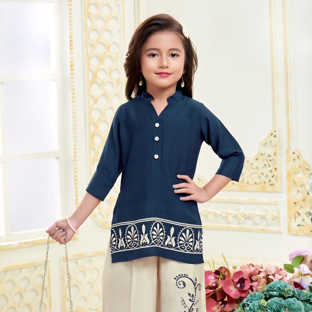 Girls Stylish printed co ord Set With Hand Bag