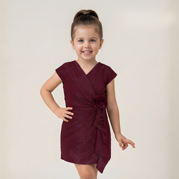 Maroon Stylish Party Frock For Girls