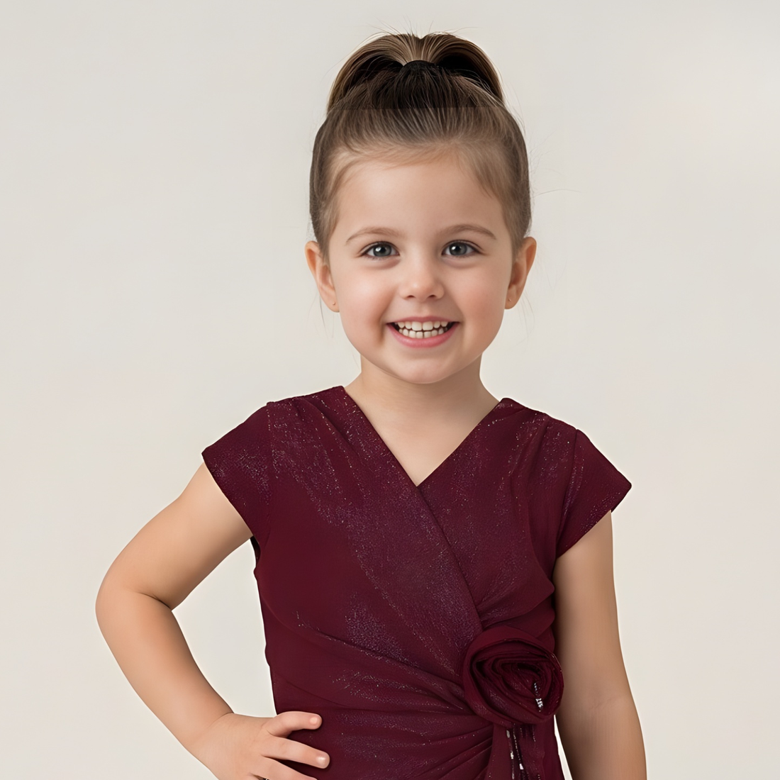 Maroon Stylish Party Frock For Girls