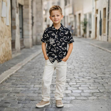 Boys Floral Printed Half Sleeve Shirt