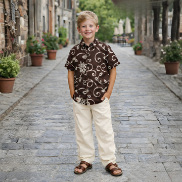 Boys Floral Printed Half Sleeve Shirt