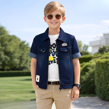 New Style Boys' Short Sleeve Denim T-Shirt