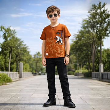 Boy's Stylish Round Neck Half Sleeve Printed T-Shirt