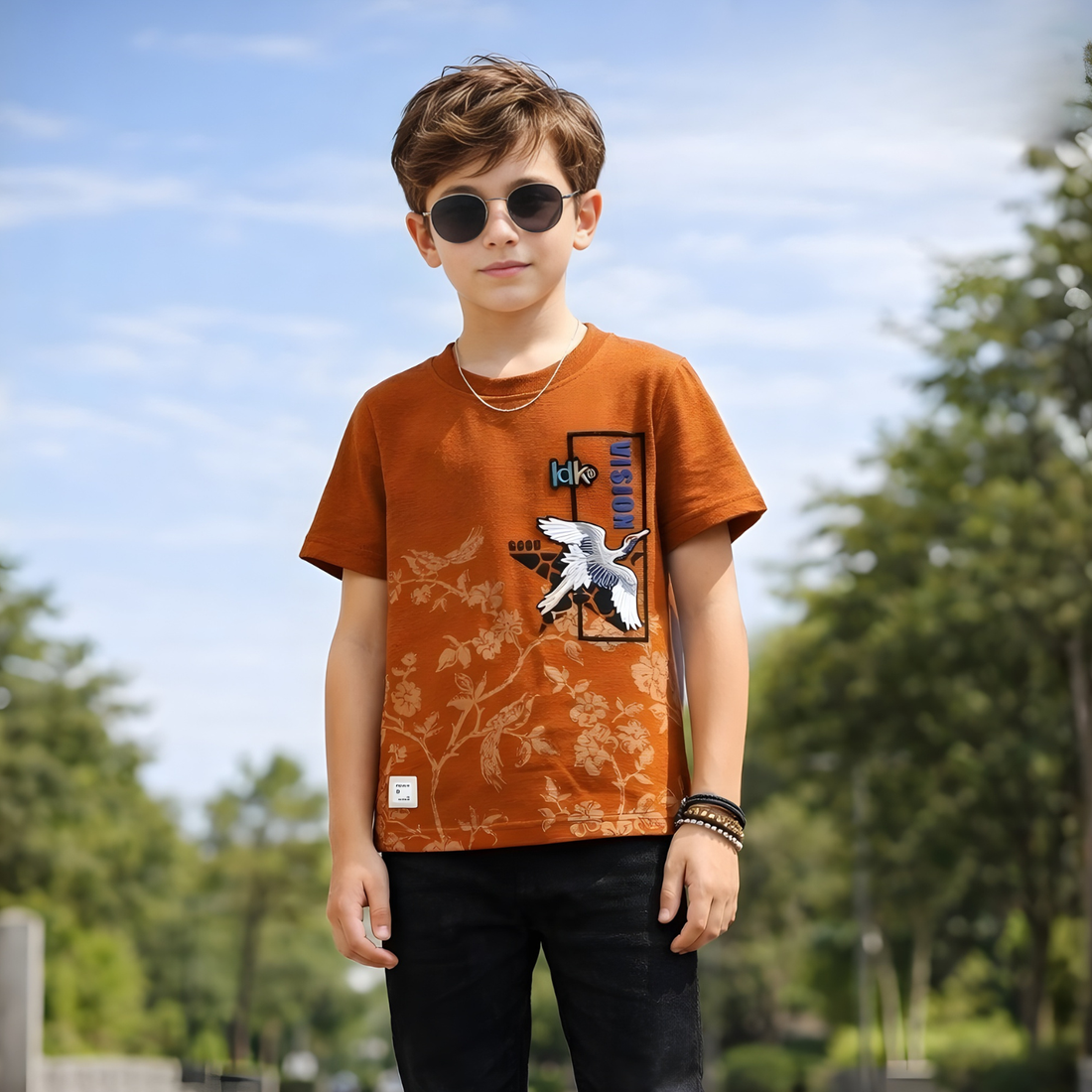 Boy's Stylish Round Neck Half Sleeve Printed T-Shirt