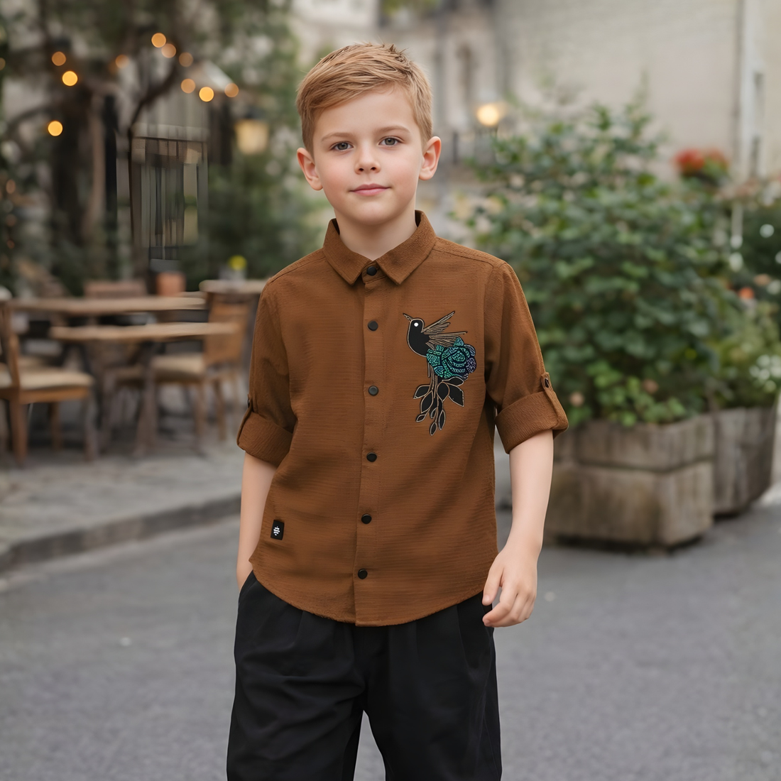 Boy's Brown Stylish Full Sleeve Shirt