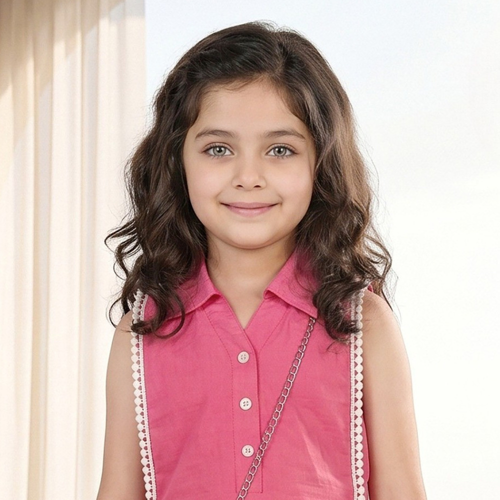 Pink Printed Palazzo Set With Embroidered Kurta And Matching Bag