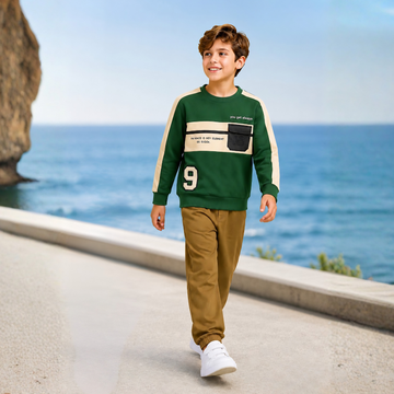 Boys Pure Cotton Round Neck Regular Fit Full Sleeves T-Shirt