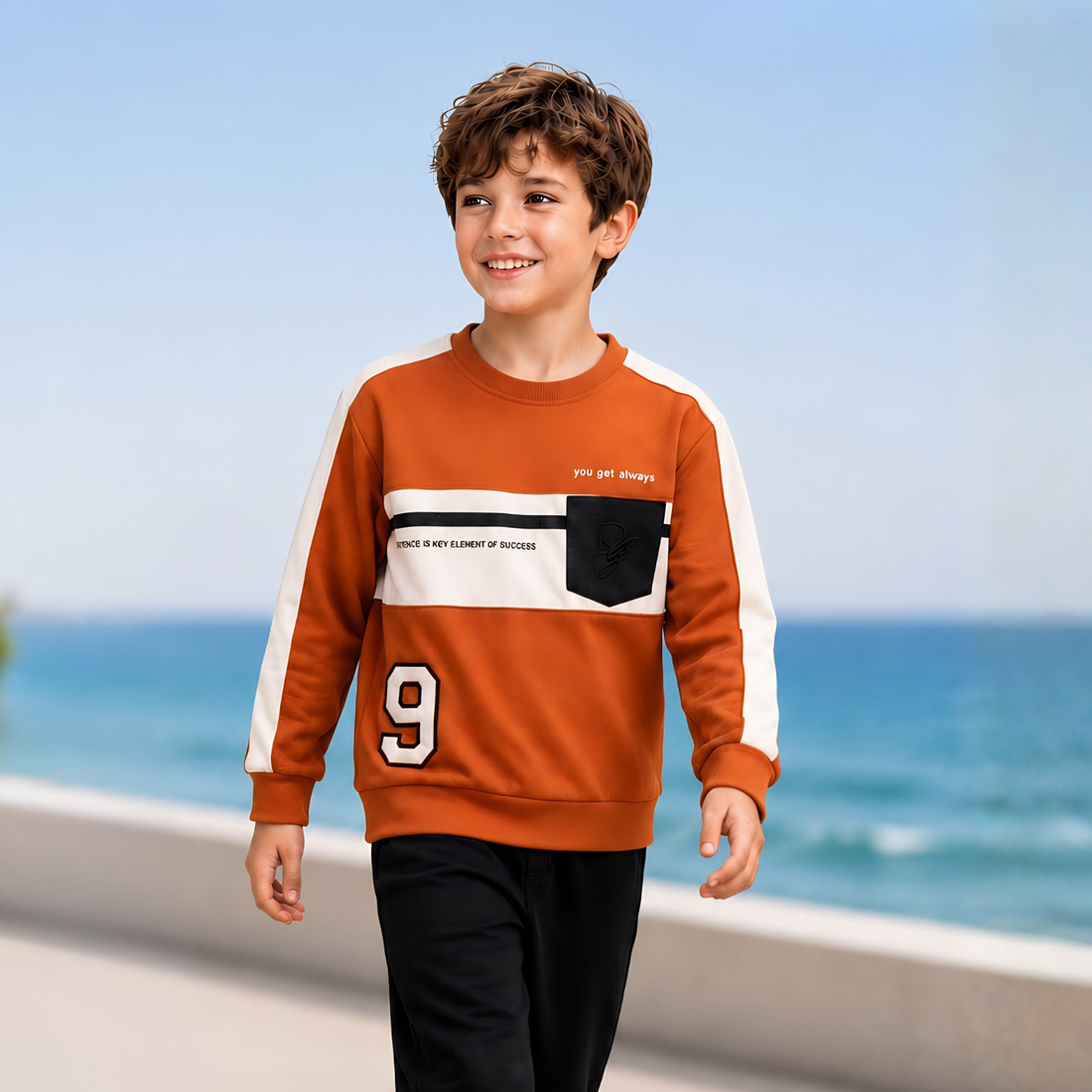 Boys Pure Cotton Round Neck Regular Fit Full Sleeves T-Shirt