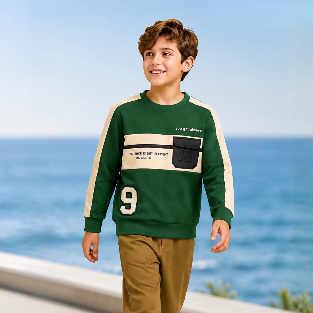 Boys Pure Cotton Round Neck Regular Fit Full Sleeves T-Shirt