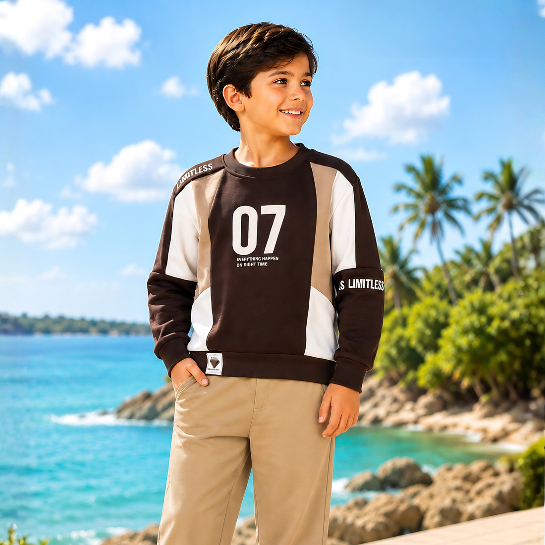 Trendy Boys Pure Cotton Full Sleeve Printed T-Shirt