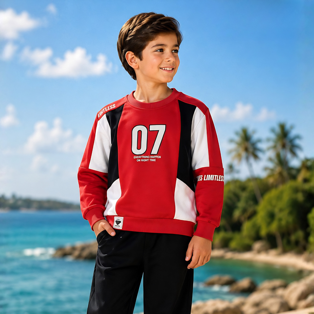 Trendy Boys Pure Cotton Full Sleeve Printed T-Shirt
