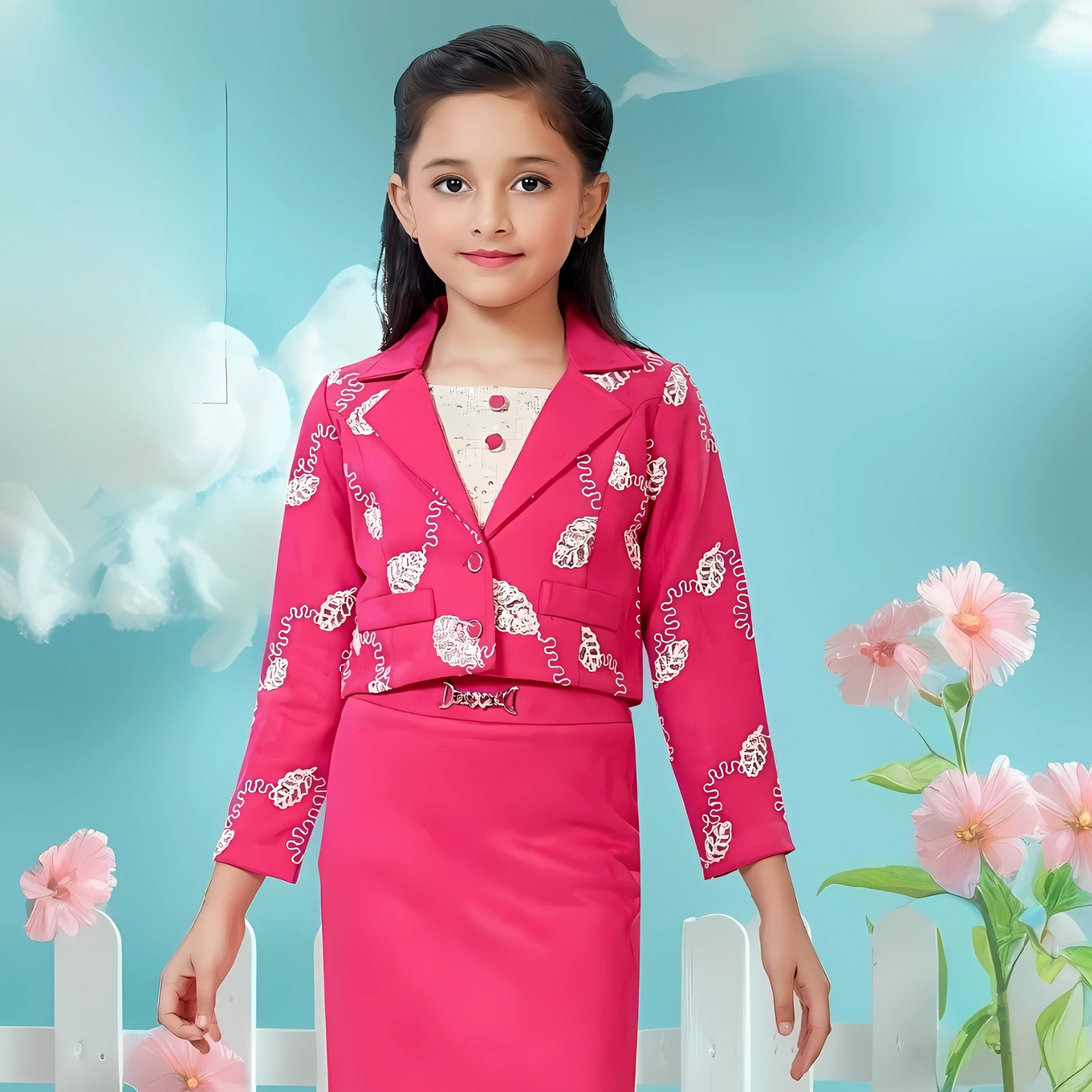 Girls Stylish Long Skirt Top with Jacket