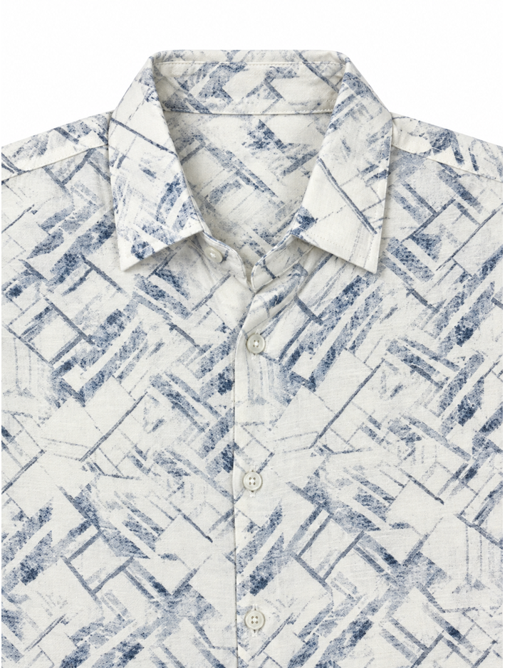 Boys Cream Geometric Print Long Sleeve Shirt
