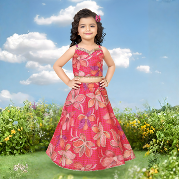 Trendy Sleeveless Lehenga Choli Set For Girls