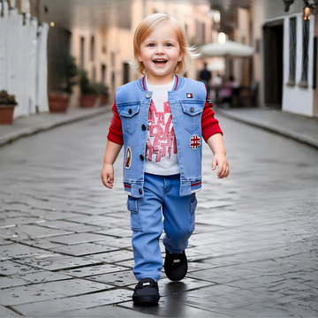 Boys Denim Full Suit With Jacket