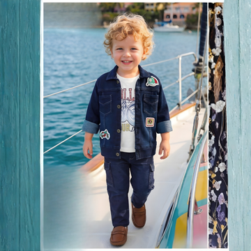 Boys Denim Jacket And T-Shirt Pant set