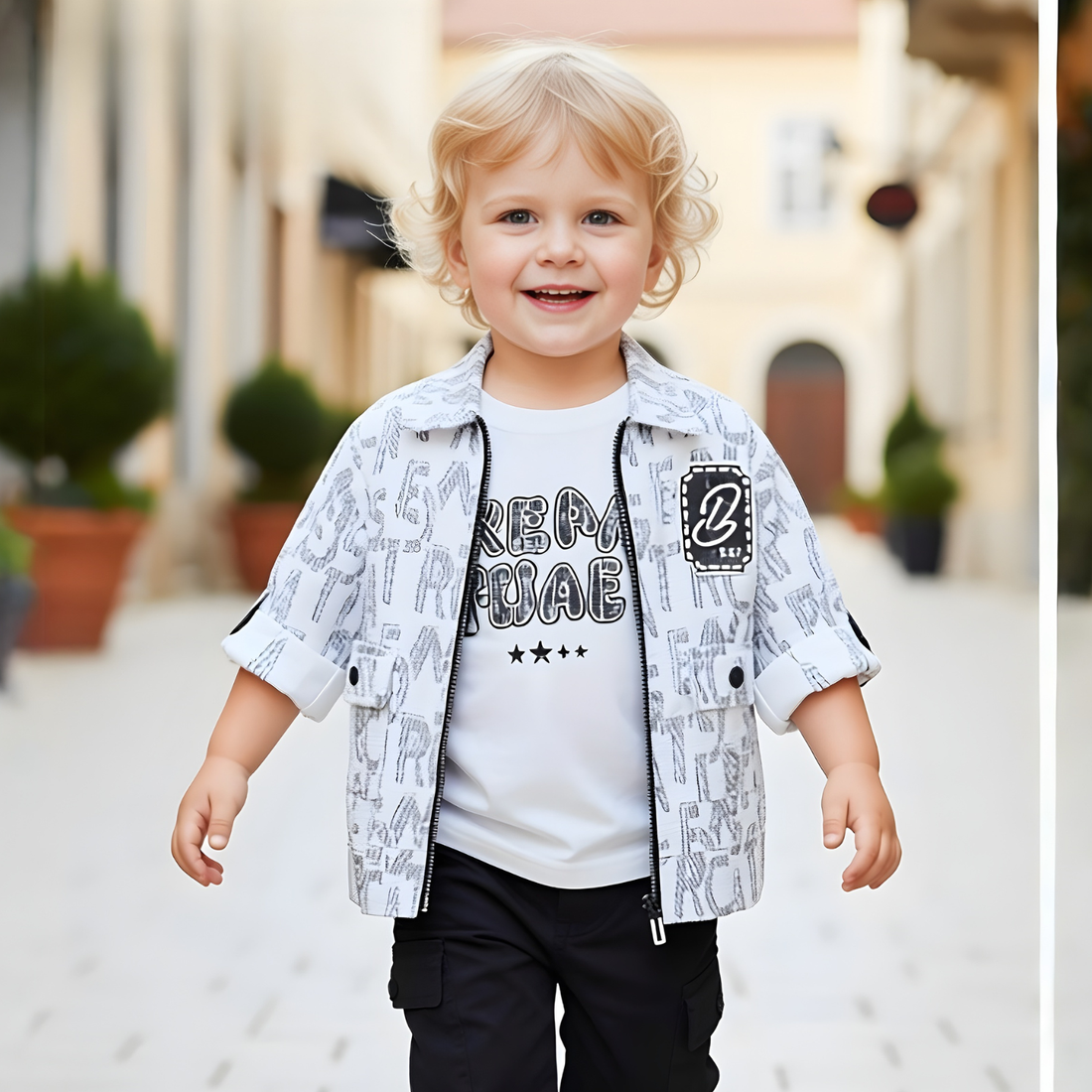 3 Piece Stylish Boys White Full Suit