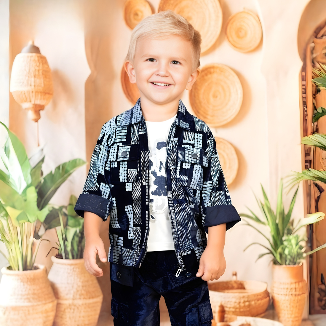 Stylish 3 Piece Boys Full Pant Suit
