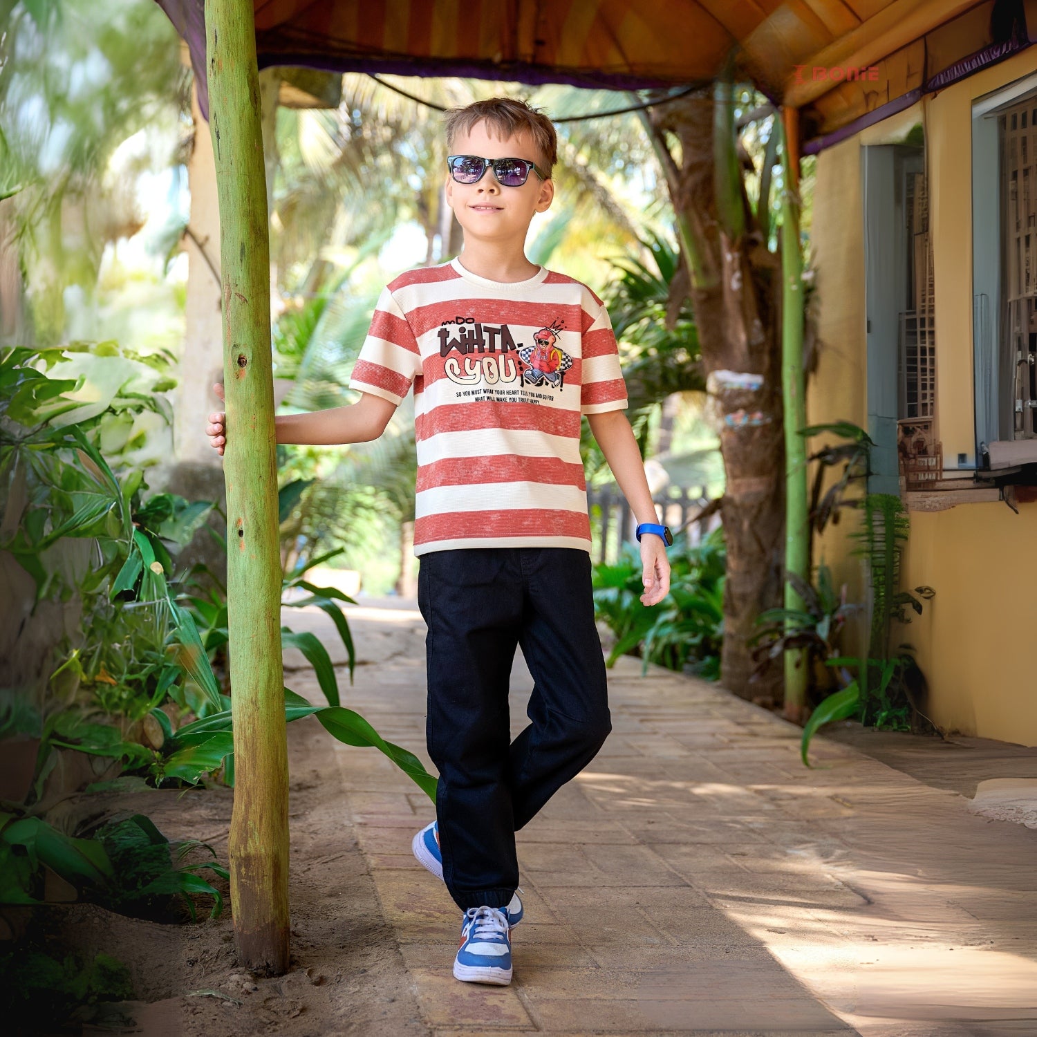 Boys Red  Round Neck T/Shirt