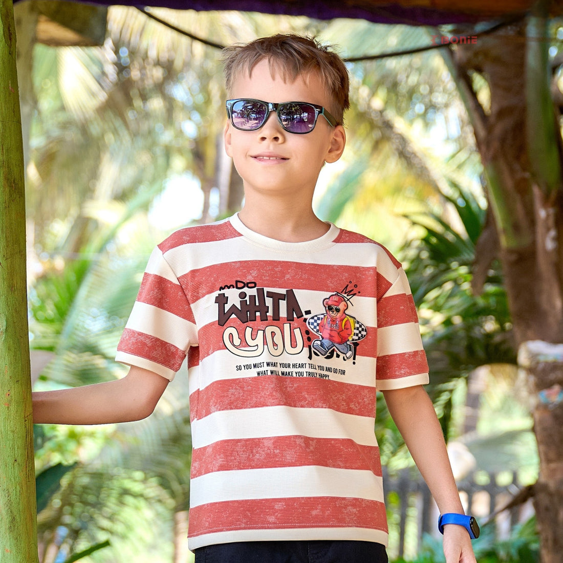 Boys Red  Round Neck T/Shirt