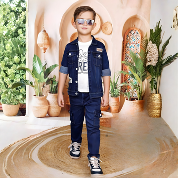 Stylish 3 Piece Boys Full Pant Suit