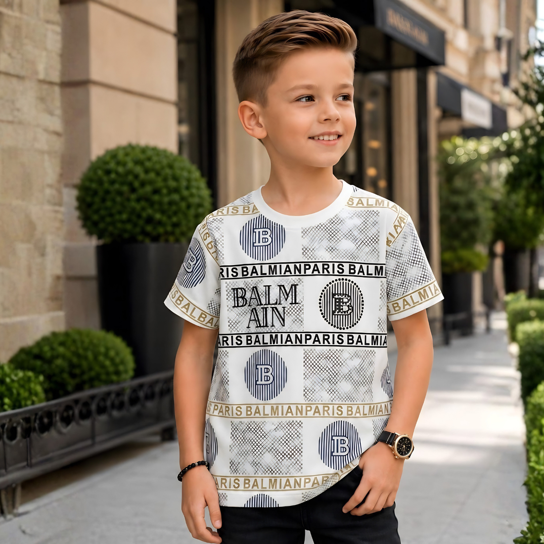 Boys Regular Fit All-Over Printed T-Shirt White