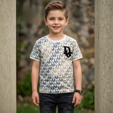 Boys Typography Printed Round Neck Cotton T-shirt