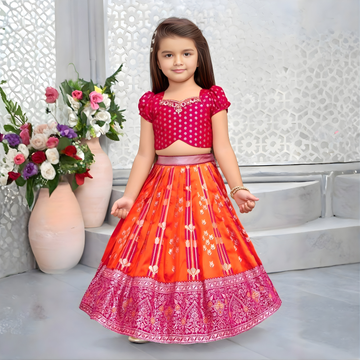 Girls Traditional Zari Set (Banarasi Lehenga Blouse Design)