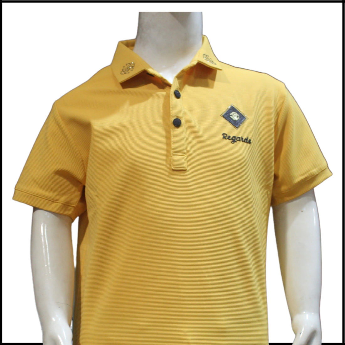 plain yellow cotton t-shirt With Collar
