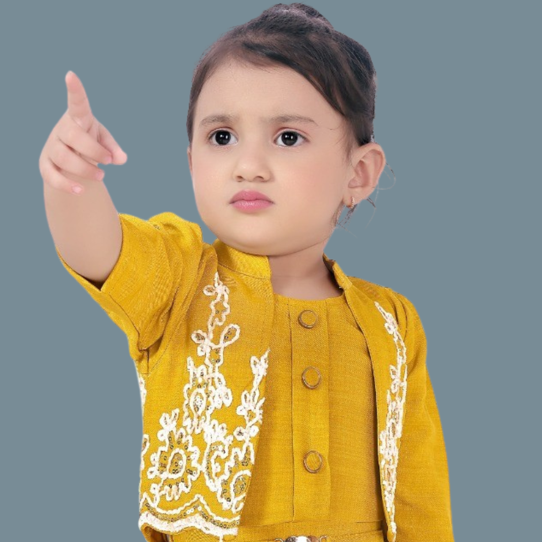 Mustard Colour Thread Embroidery Pant Set