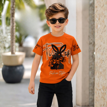 Boys Printed Half Sleeve Round Neck T-Shirt