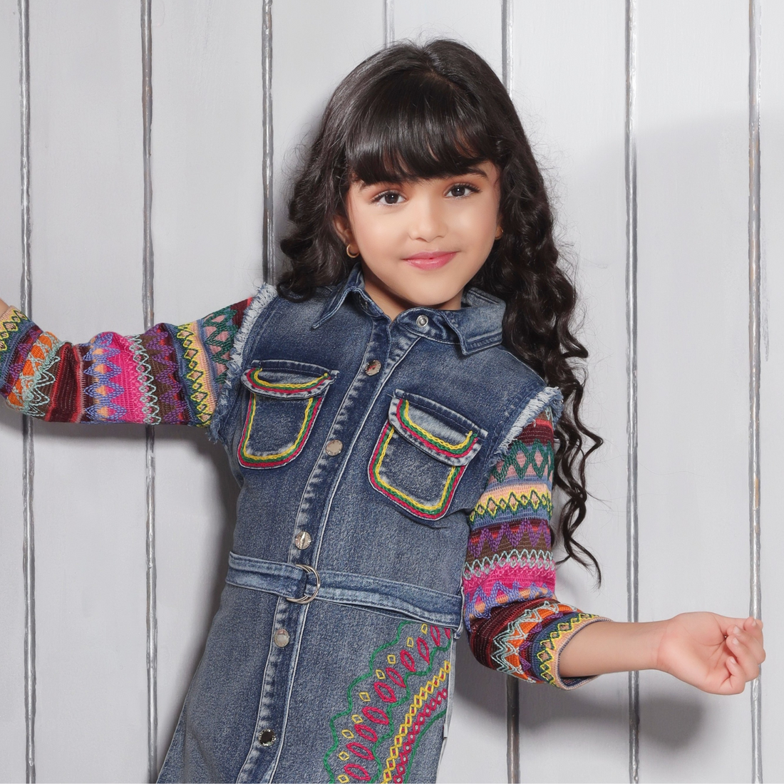 Girls Denim Above Knee Stylish Frock