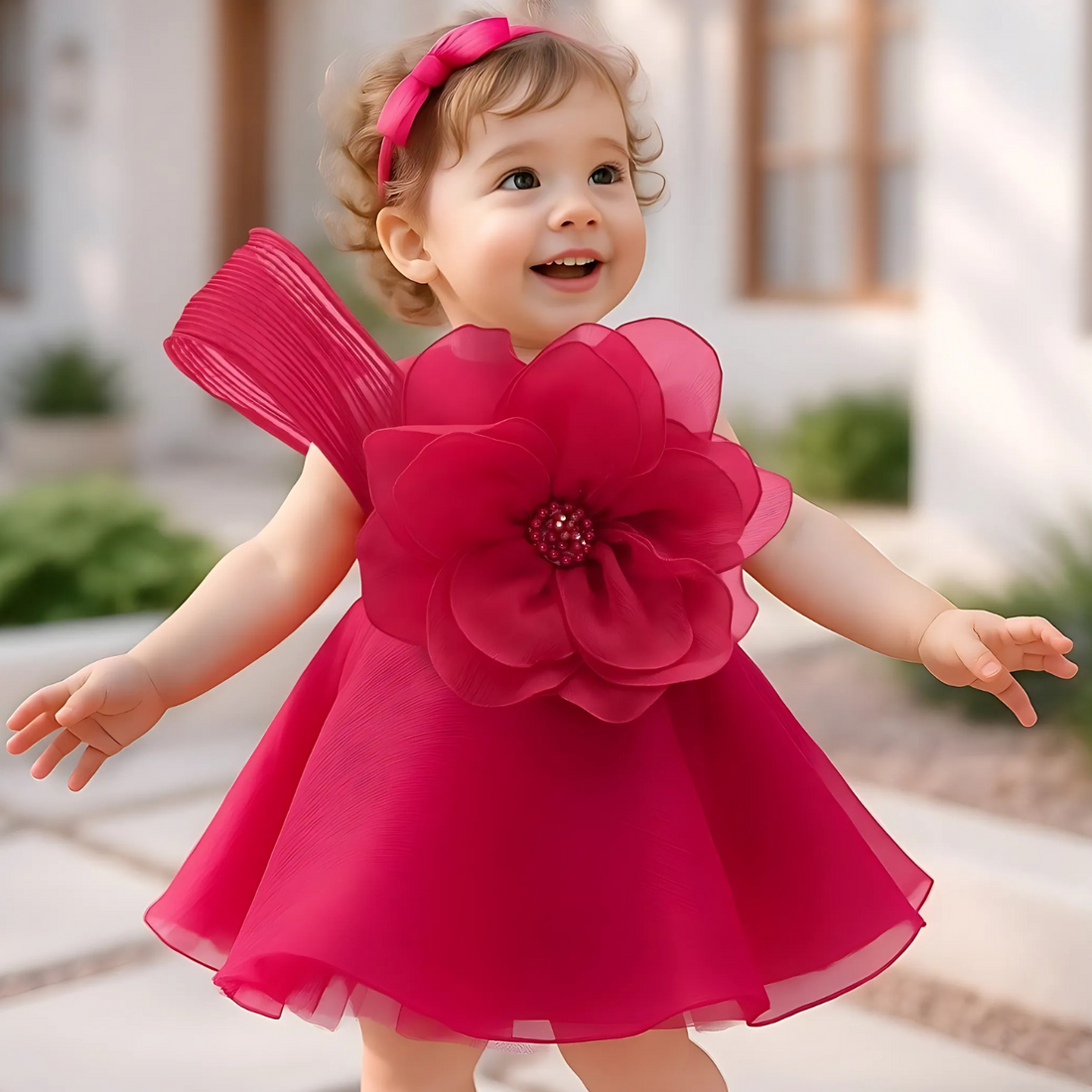 Rani Cherry Floral Embellished Party Frock For Girls