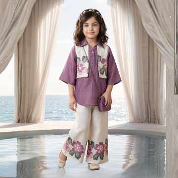Girls Rayon Printed Top and Palazzo Set