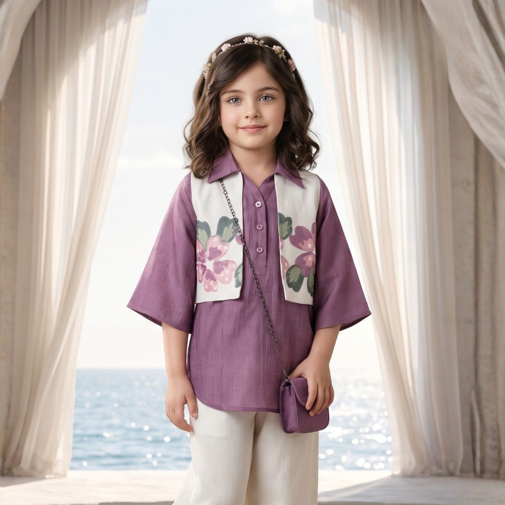 Girls Rayon Printed Top and Palazzo Set