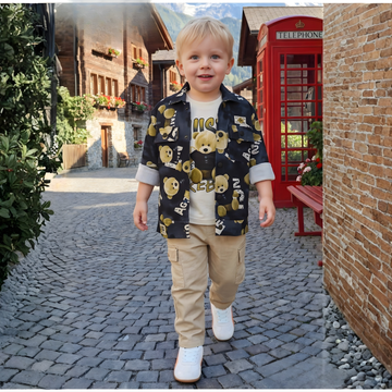 Boys Stylish Cotton Cargo Full Suit with Jacket