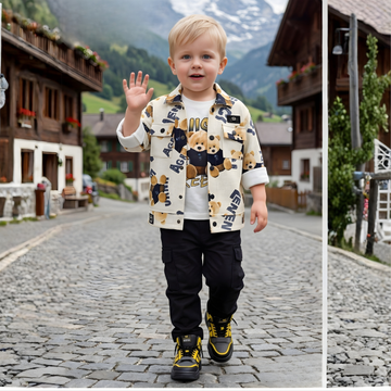 Boys Stylish Cotton Cargo Full Suit with Jacket