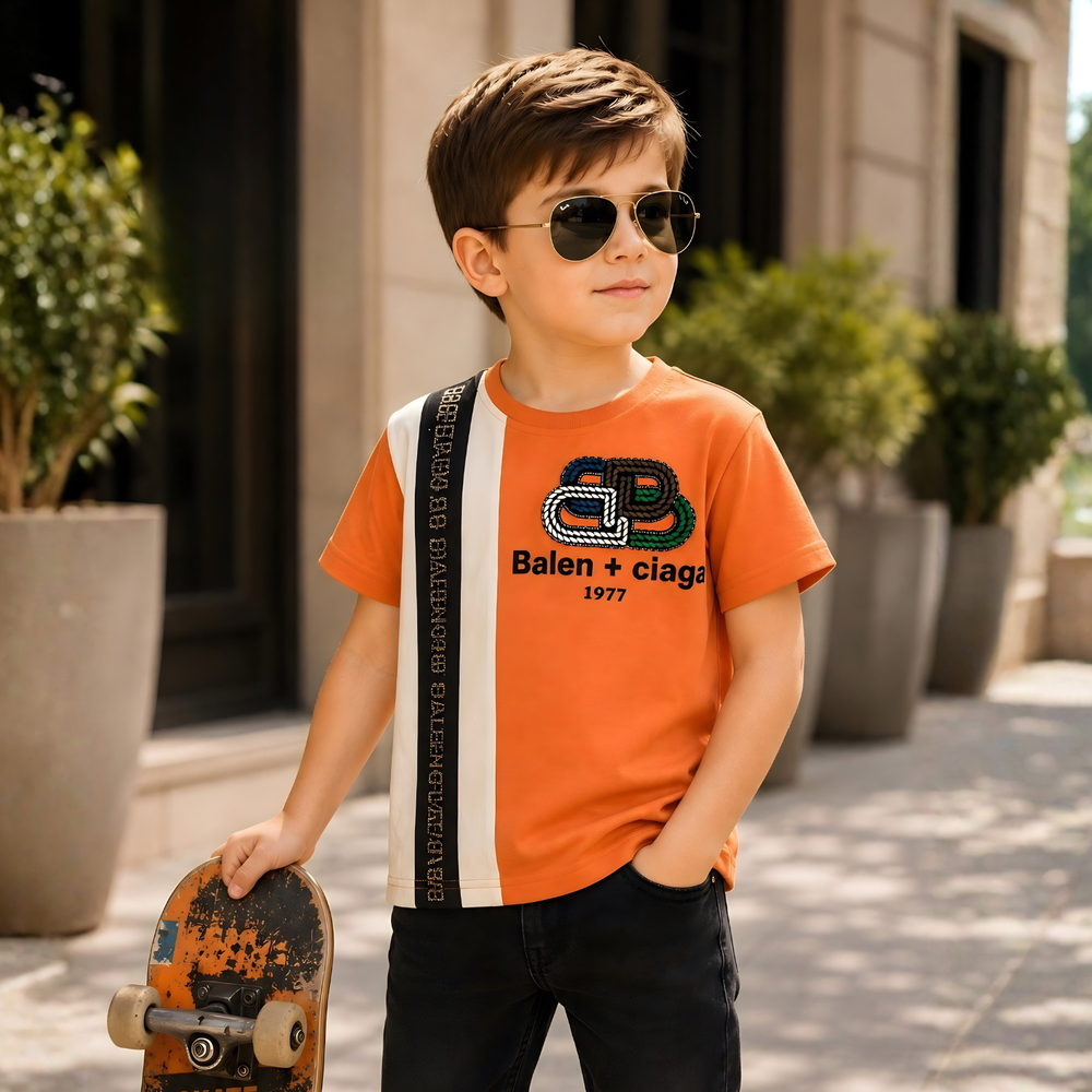 Boys Stylish Panel Graphic T-Shirt